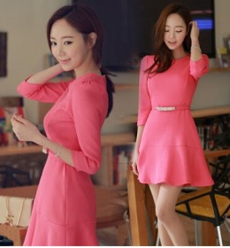 DRESS KOREA WARNA PINK 2015